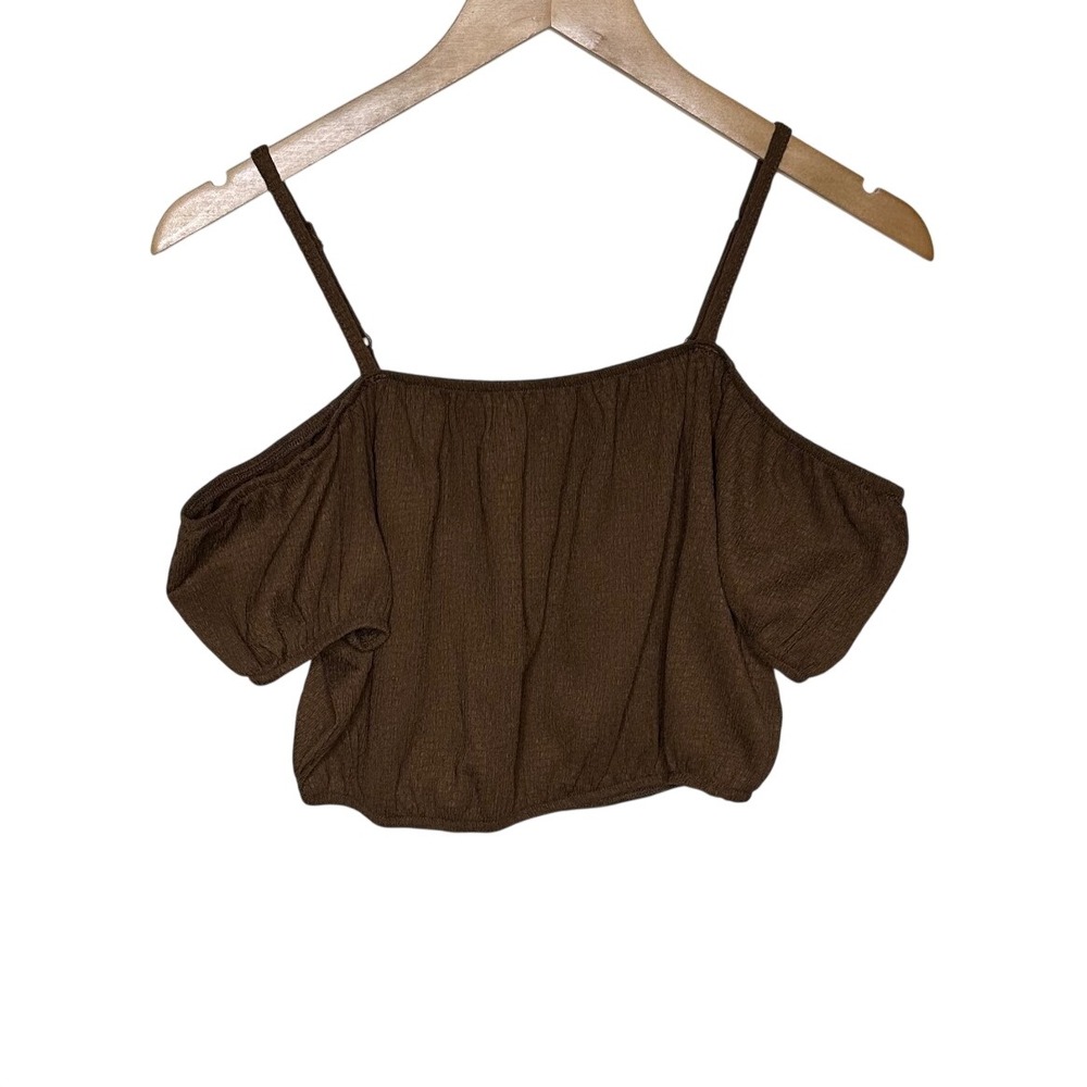 NWT Madden Girl Could Shoulder Crop Top size Small Chocolate Brown
